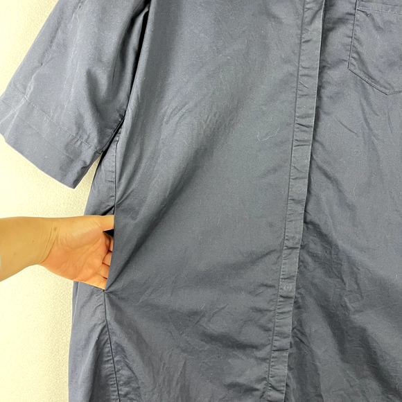 CO Essentials Poplin Dress Women Large Blue Button Front Minimalist Quiet Luxury - Picture 5 of 16